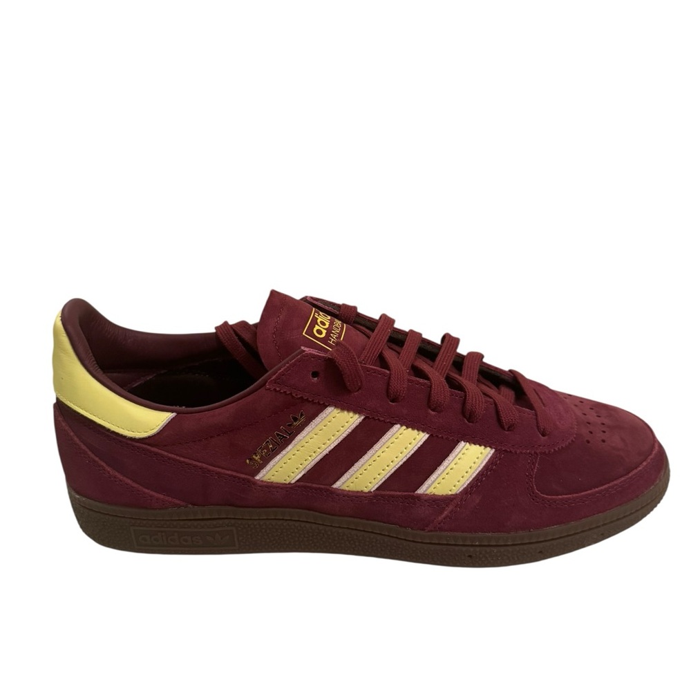 adidas maroon and yellow Spezial low-top sneaker